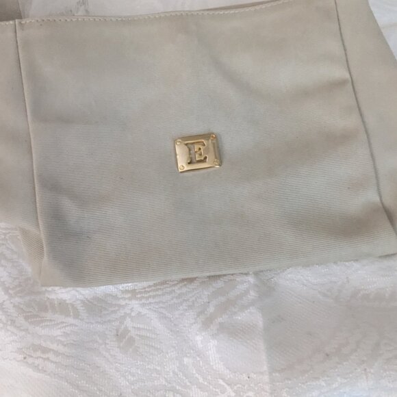 Monogram E Shoulder Bag Non Leather Vintage Ecru Light Grey White - Picture 2 of 9